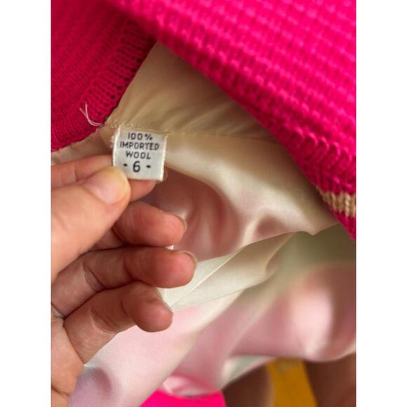 Vintage 1960s Neon Striped Wool Italian Knit Sweater Coat - Picture 8 of 8